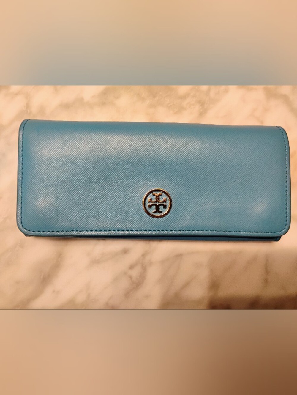 Tory Burch Aqua Turquoise Billfold Robinson Continental Wallet